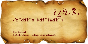Ádám Kálmán névjegykártya